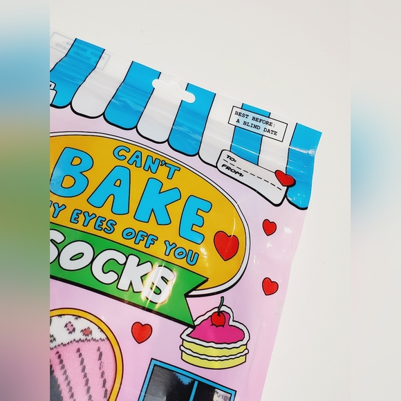 Can't Bake My Eyes Off You Valentine's Day Adult Unisex Crew Socks Size OSFM - Picture 3 of 5